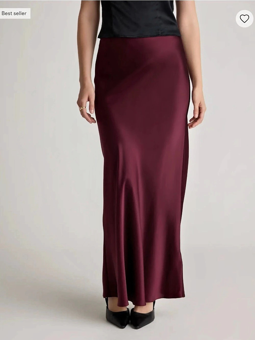 Quince 100% Washable Silk Maxi Skirt, Wine Tasting Red, Size Small